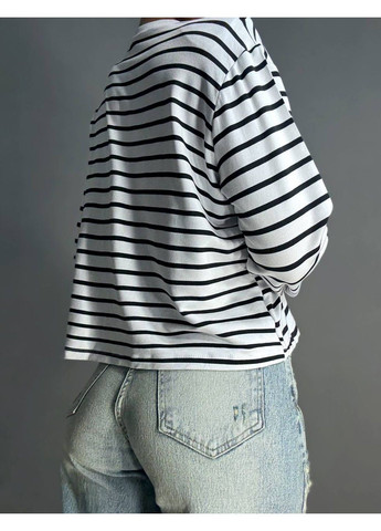 Лонгслив женский KEYYMOD 34094 в полоску с подплечниками оверсайз белый No Brand (339672565)