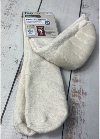 Бежевые носки (набор 2 пары) детские махровые на девочку бежевый (69/100) Lupilu однотонные (368500374)