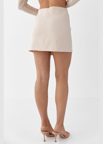 Бежевая офисная женская классическая мини-юбка - молочный Lurex