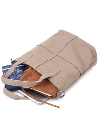 Зручна сумка жіноча з ручками з натуральної шкіри 22996 Сірий Vintage (357207697)