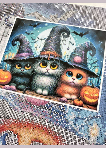 Набір алмазної мозаїки НА підрамнику АЛМр-226 "Хелловін Кошенята", 40*50см АлМазка (335056500)