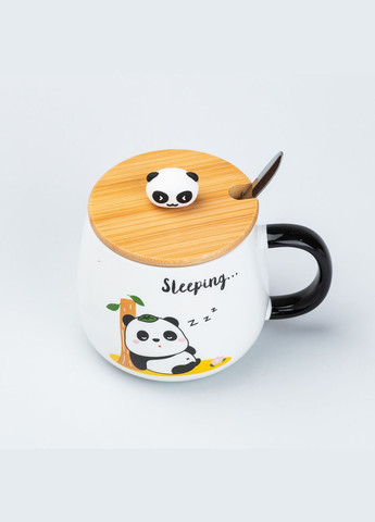 Чашка керамічна Панда 450 мл з бамбуковою кришкою "Sleeping" TS Kitchen (326066666)