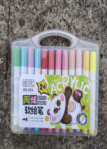 Художні акварельні акрилові маркери в кейсі для скетчингу фломастери на водній основі 24 кольорів для малювання No Brand (316654756)