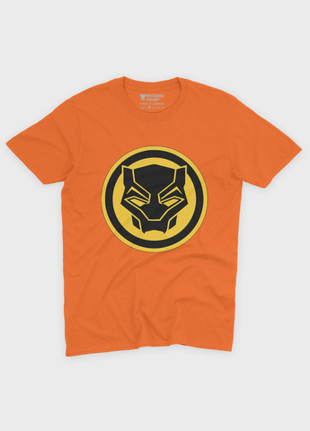 Помаранчева демісезонна футболка для хлопчика з принтом супергероя - чорна пантера (ts001-1-ora-006-027-004-b) Modno