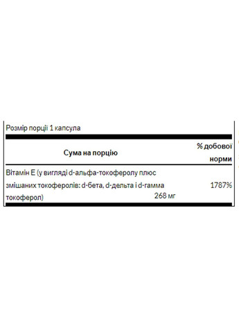 Вітамін E зі змішаними токоферолами, 400 МО (268 мг), 100 капсул Swanson (351370737)
