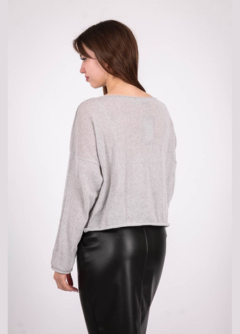 Серый демисезонный свитер укороченный женский 910648 коттон вязка серый Актуаль