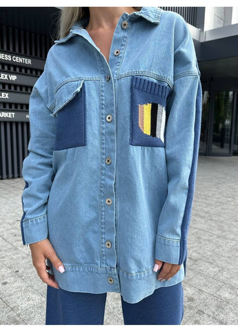 Костюм джинсовий +вʼязка акрил,сорочка з кишенями та штани,Туреччина Україна (361783168)