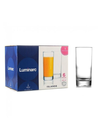 Набір склянок хайбол скляних без малюнка Люмінарк Islande 290 мл 6 шт Luminarc (303137986)