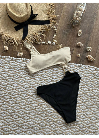 Чорний літній стильний купальник суцільний No Brand