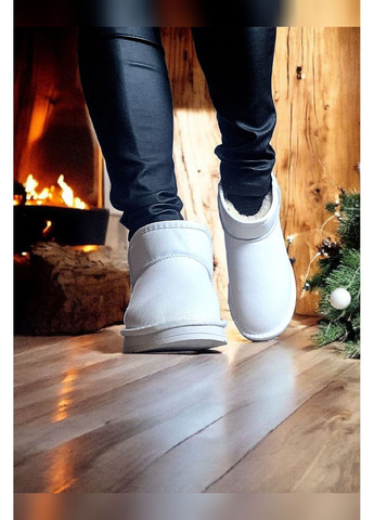 Женские короткие зимние угги белые кожаные тёплые угги белого цвета ITTS уггі (367377415)