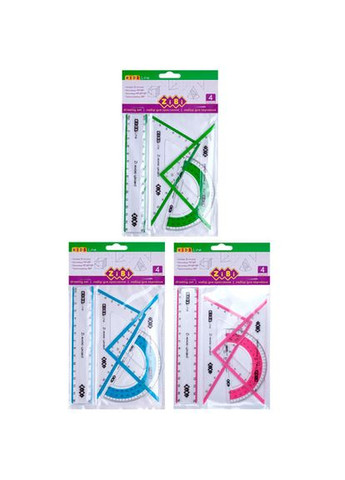 Набор измерительных принадлежностей (линейка 15см + 2 треугольника + транспортир) ZB.5687 Розовый Zibi (325221394)