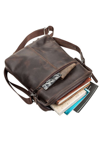 Шкіряна сумка крос боді чоловіча месенджер через плече коричнева 11099 Shvigel (329198652)