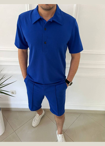 Синій літній чоловічий костюм двійка поло + шорти з шортами MonCher