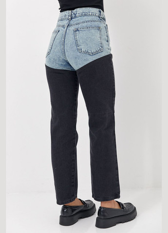 Укороченные двухцветные прямые джинсы - черный Lurex - (317233691)