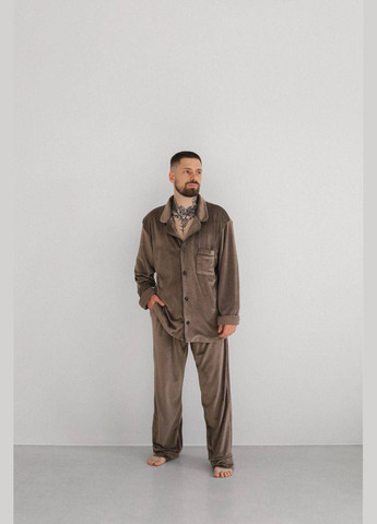 Мужская пижама из велюра цвет коричневый р.L 449784 New Trend (282926680)