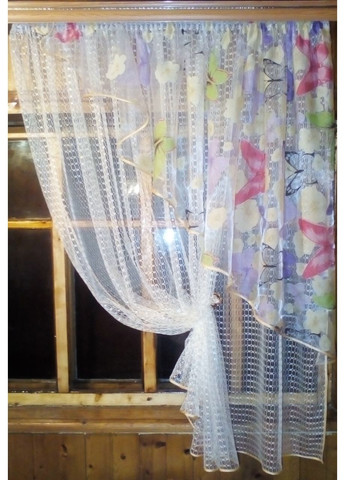 Кухонні фіранки коротка Фаїна молочка метелик права No Brand (372133760)