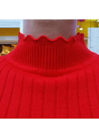 Червоний зимовий светр жіночий однотонний гольф стійка короткий рубчик 46 No Brand