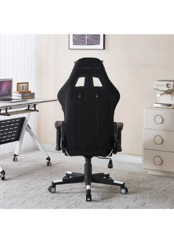 Игровое кресло из тканины B-142 черно-белое + 2 подушки (42401118) Bonro (372805958)