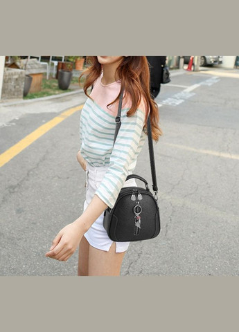 Жіноча міні сумочка на плече з екошкірою овальна чорна (sku_1062Ч) No Brand (330576627)