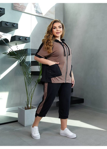 Женский костюм-двойка с бриджами цвет мята-черный New Trend (304646763)