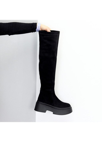 Черные осенние женские ботфорты No Brand