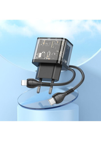 Мережевий зарядний пристрій N34 Dazzling PD20W+QC3.0 Type-C to Lightning швидка зарядка Hoco (355412601)