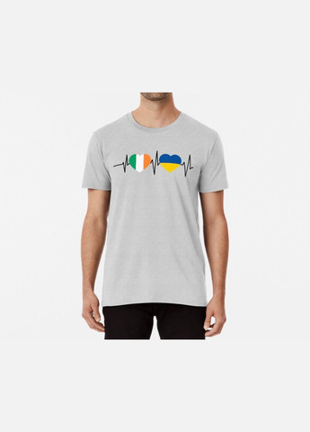 Сіра чоловіча патріотична футболка з принтом ireland ukraine ірландія україна Stedman