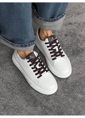 Білі шкіряні кеди No Brand