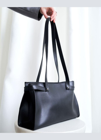 Жіноча сумка з екошкіри з візерунком шкіри крокодила на одне відділення чорна "Мадлен" WeLassie (322503313)