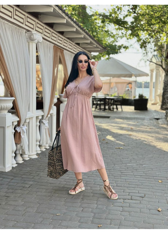 Кавова довга муслінова сукня Fashion Girl