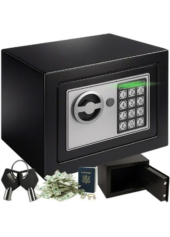 Меблевий металевий домашній сейф з ключами кодом електронним замком світловим звуковим сигналом 23x17x17,5 см (481478-Prob) Unbranded (362144908)