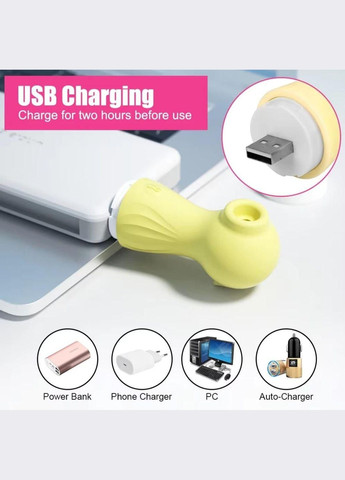 Вібратор для клітора, вакумний стимулятор клітора ніжно жовтий No Brand (313241204)