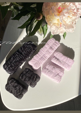 Набір для вмивання повʼязка + напульсники / Чорний No Brand (314961931)