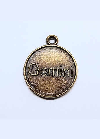 Подвески металлические Кулон круглый знак зодиака двусторонний Близнецы Античная бронза 21.5мм x 18 мм Finding (327890871)