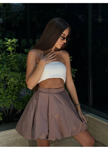 Коричневая кэжуал однотонная юбка-шар с объемом Україна пышная