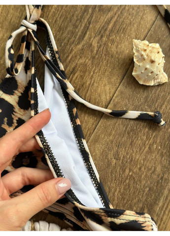 Комбинированный летний женский купальник / стильный женский купальник бикини леопард / женский раздельный купальник No Brand