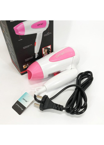 Фен дорожній для волосся складаний 1200 Вт рожевий Gemei (364503434)