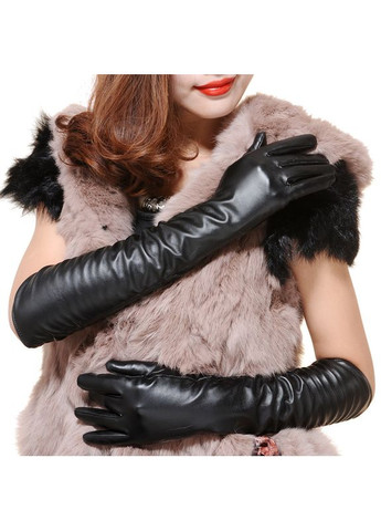 Рукавички високі жіночі із екошкіри чорний Jannet Рукавички (324621057)