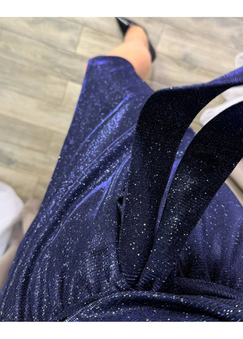 Темно-синя святковий, карнавальний, коктейльна, вечірня елегантна сукня з люрексового трикотажу на запах Україна