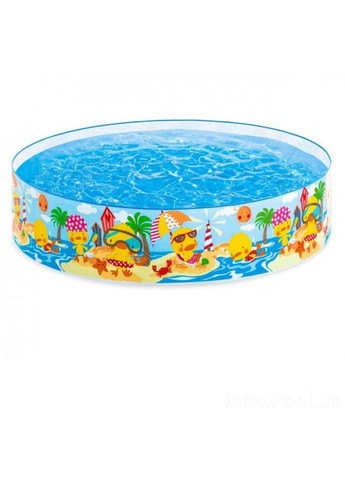 Каркасний басейн наливний дитячий від 3-х років 58477 Качиний риф 122х122х25см 218л Різнокольоровий Intex (350349172)