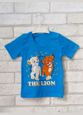 Блакитна однотонна дитяча футболка кулір бавовна 100%, для хлопчика з яскравим накатом, блакитна No Brand