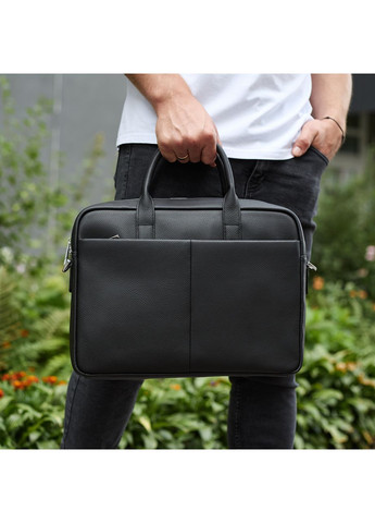 Чоловічий портфель на плече 38х28х8.5, офісний шкіряний месенджер, чоловіча ділова сумка для міста, чорна No Brand (361259063)