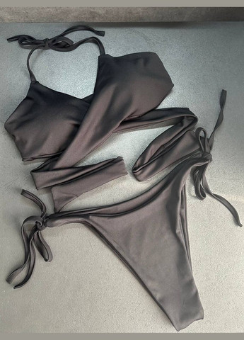 Черный летний раздельный женский купальник с завязками. раздельный Україна