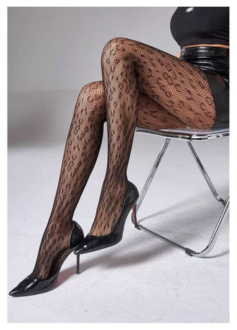 Жіночі грайливі колготки сіточкою з візерунком леопард універсальні тягнуться на стегні до 116 см чорні No Brand Колготки Леопард (328925757)