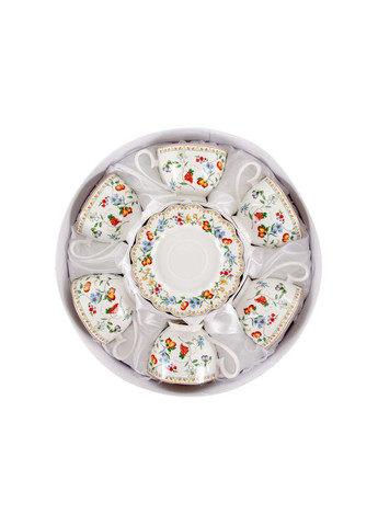 Чайный фарфоровый набор Цветы 12 предметов 250 мл 165-358 в подарочной коробке Lefard (346534520)