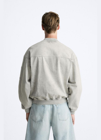 Сіра демісезонна куртка Zara бомбер котонова 6987/354 L GREY