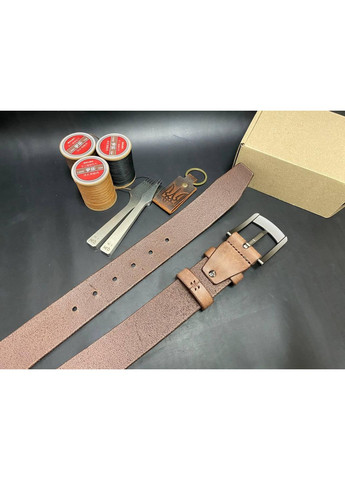 Шкіряний Ремінь Ручної Роботи із ПреміальноЇ Шкіри Набір + Брелок Коричневий Колір No Brand (358931145)