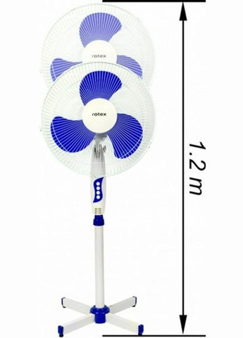 Підлоговий вентилятор RAF42-B 40Вт 40см із захисними гратами та регулюванням висоти 16.5м² Білий/Синій Rotex (336146352)