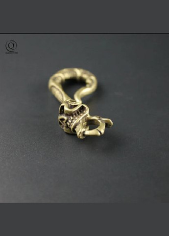 Вінтажний латунний брелок чоловічий, карабін з головою черепа No Brand (305866276)