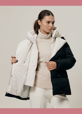 Черная куртка с поясом бежево-молочная HAIZIYUAN